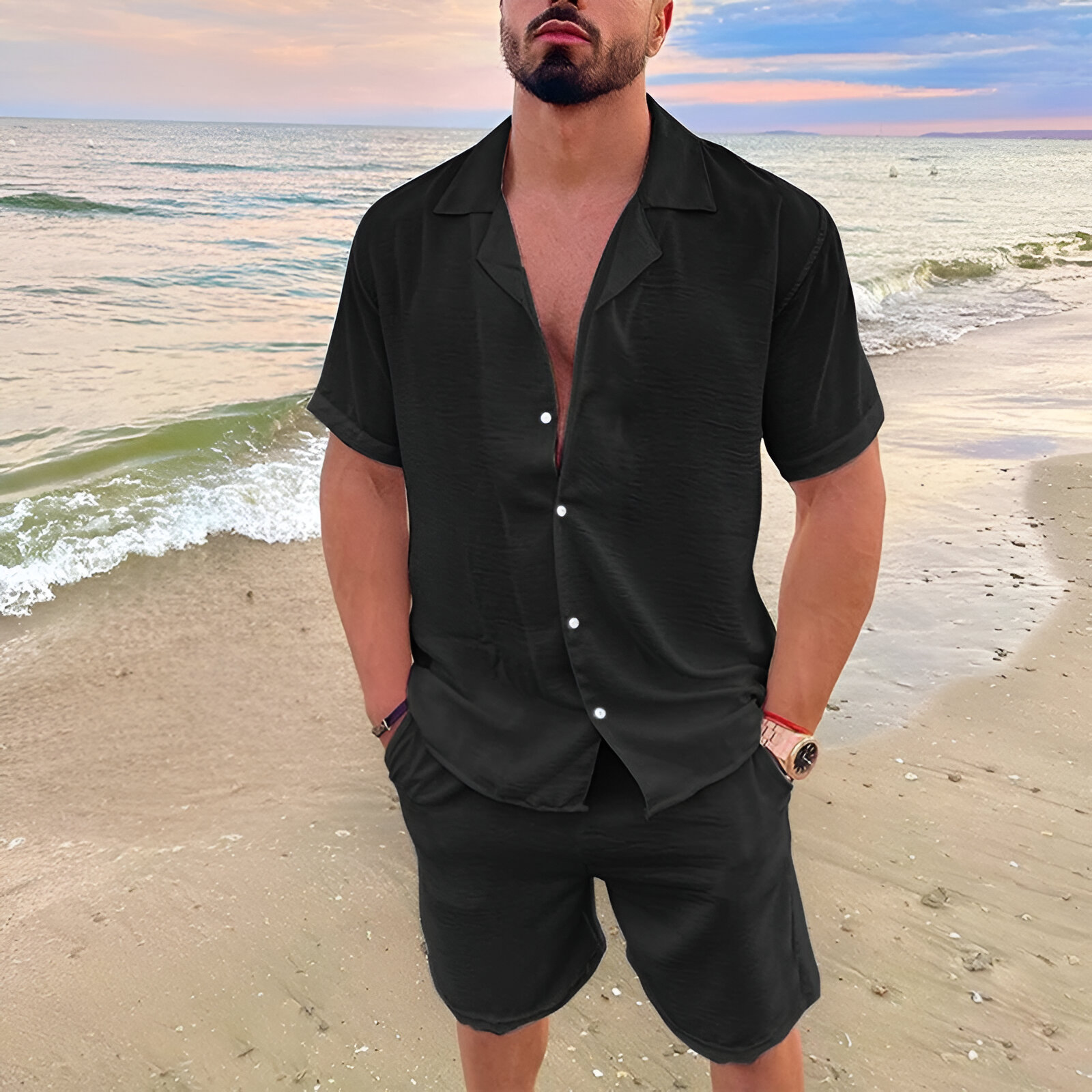 Conjunto de Verão Masculino Casual De Algodão (Leve, Respirável e Confortável) MAXCONFORT